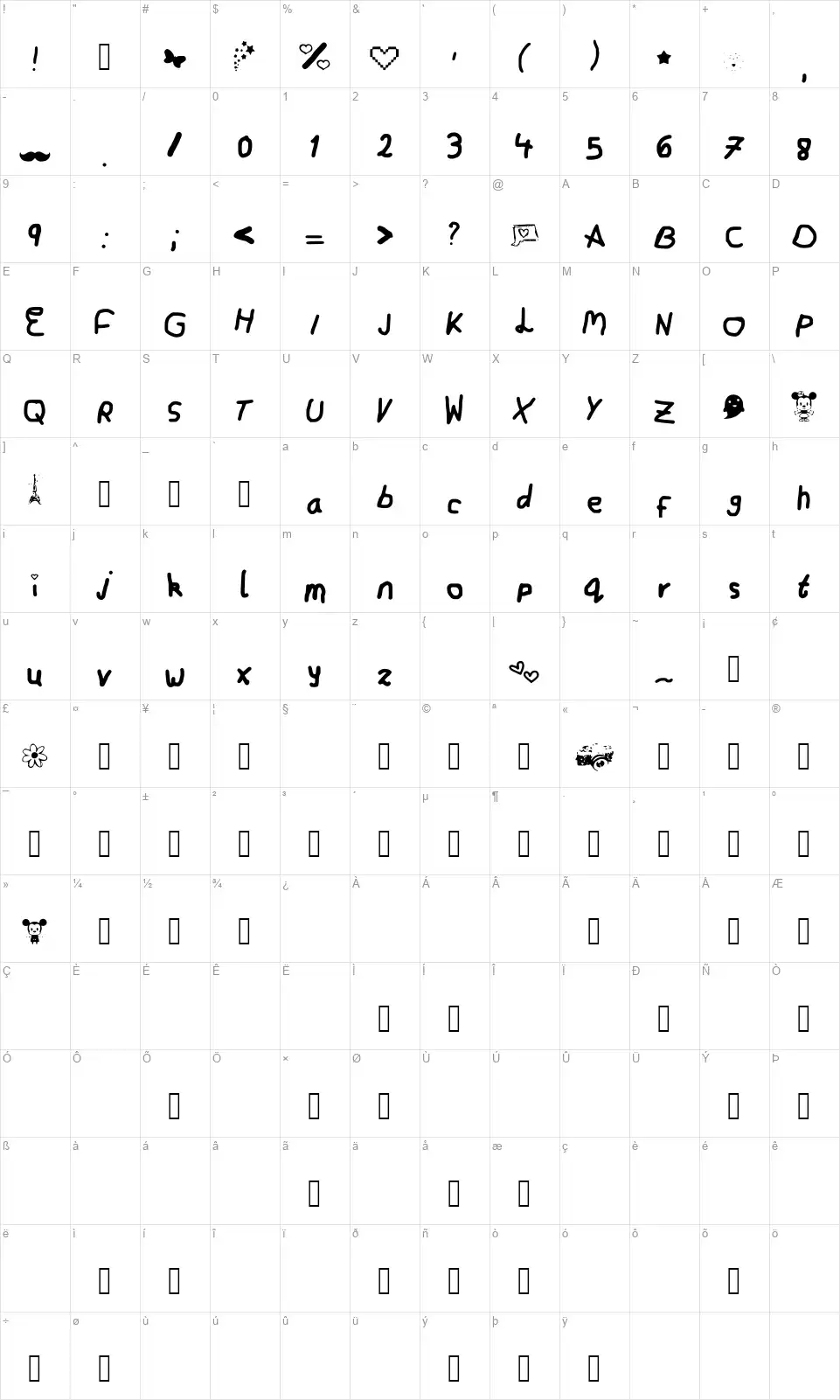 Martyy Fontfont character map
