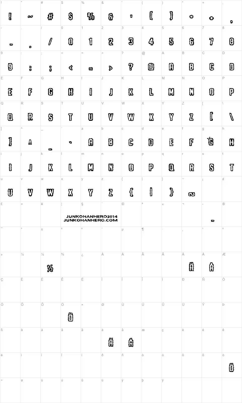 Me and your motherfont character map