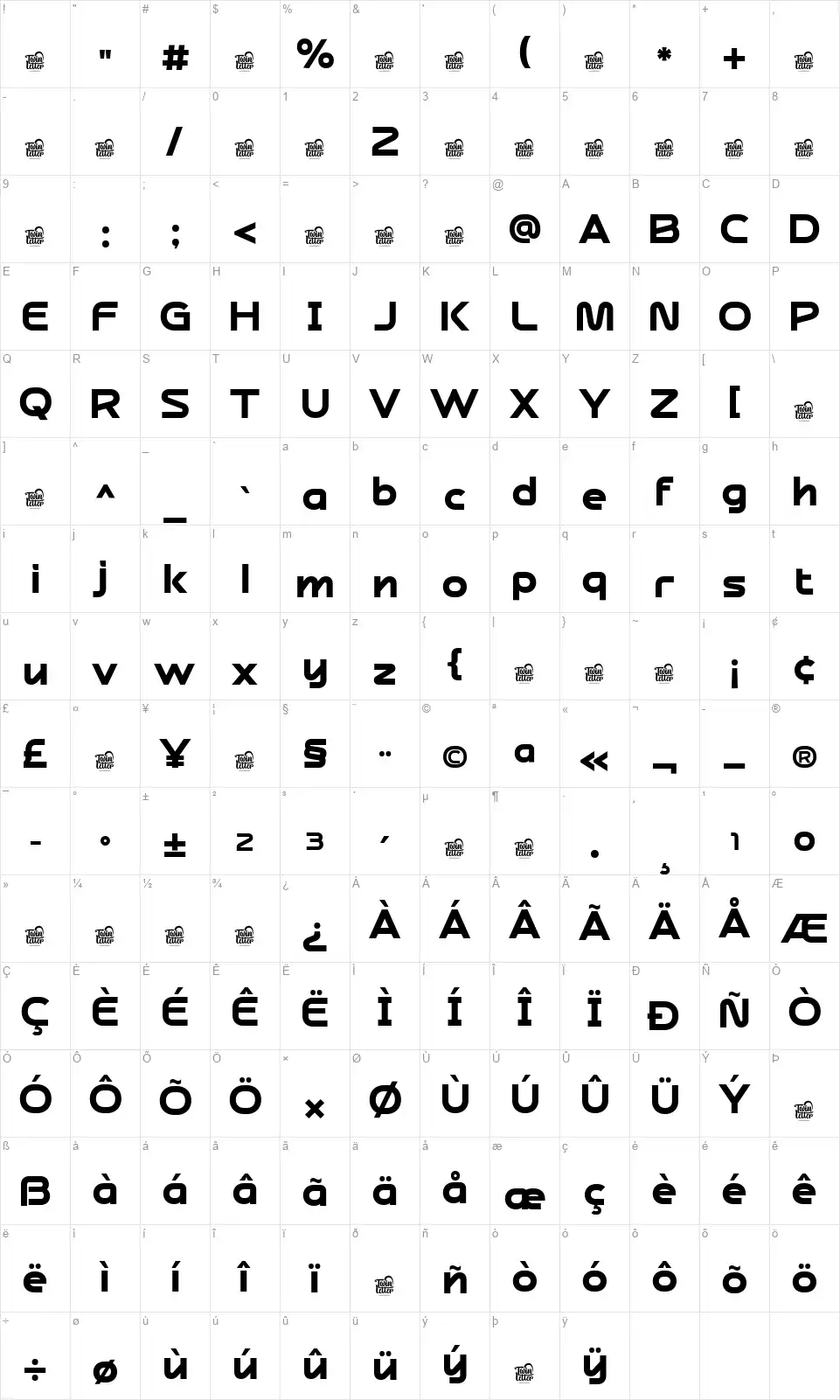 Neltridefont character map