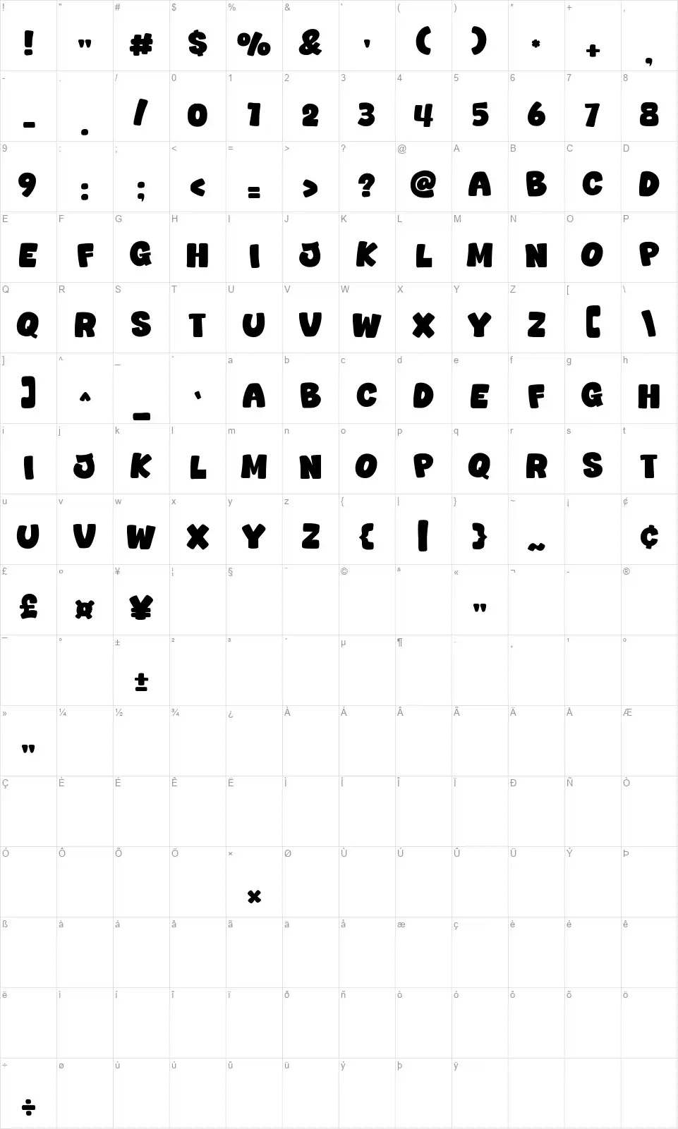 newyear goo Karakter haritası newyear goofont character map