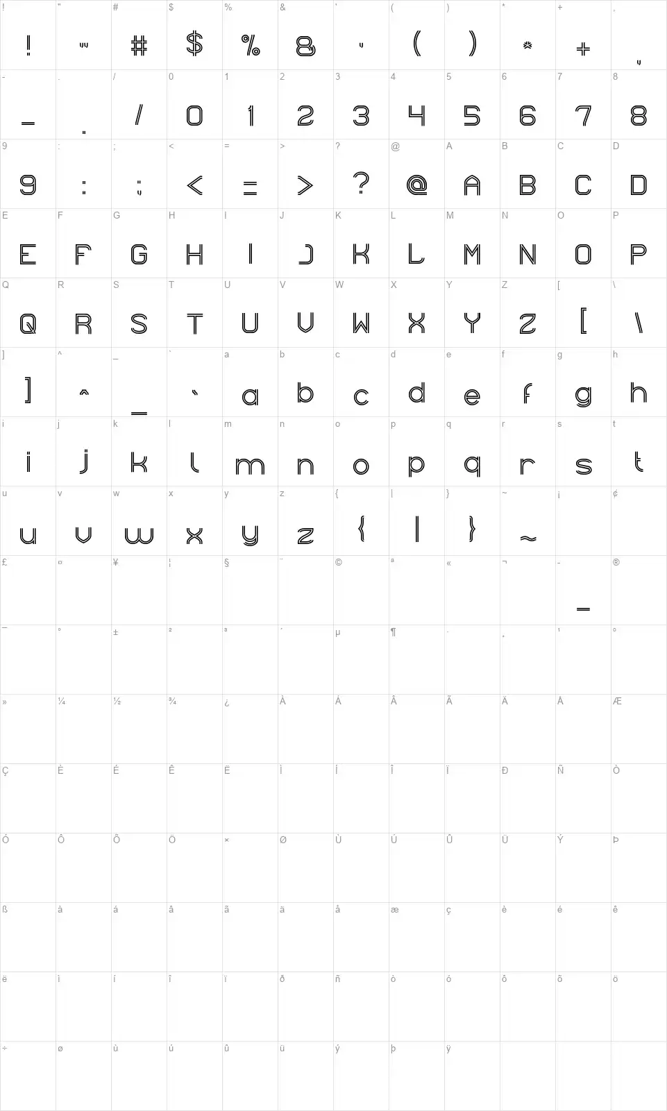 Next Centuryfont character map