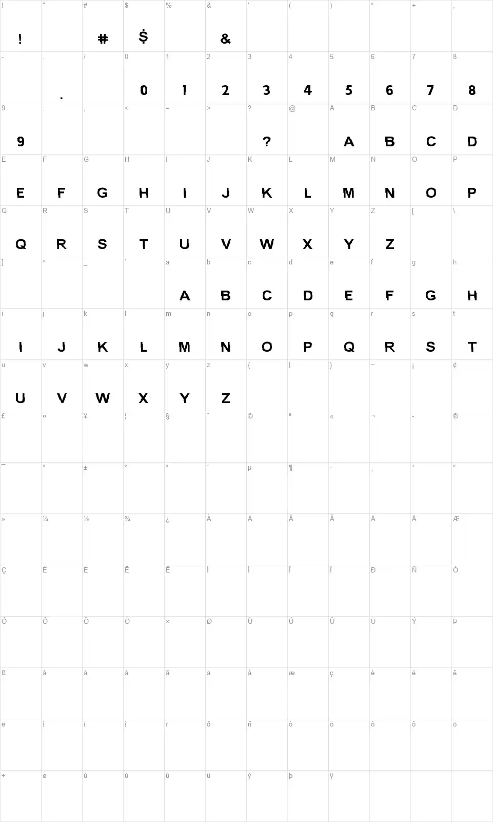 NHL Wildfont character map