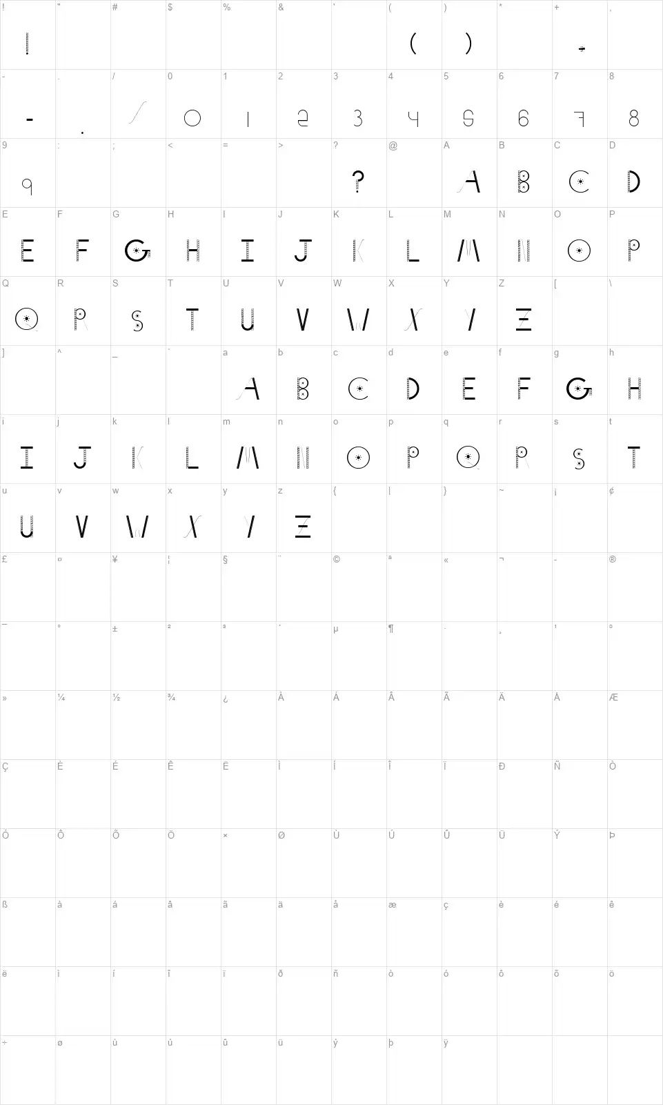 Notch Eightfont character map