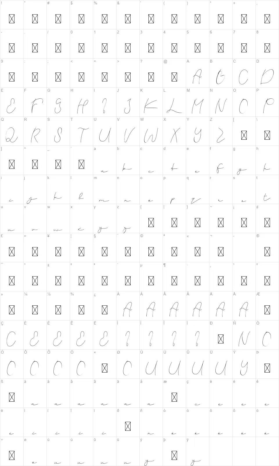 Only Friendfont character map
