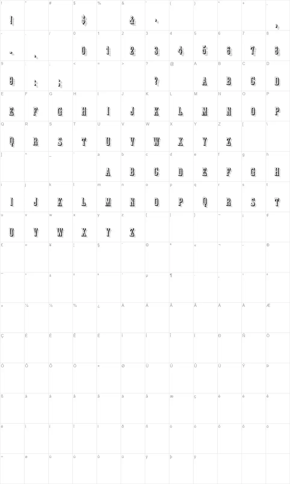 Ornamented, No. 1059 Karakter haritası Ornamented, No. 1059font character map
