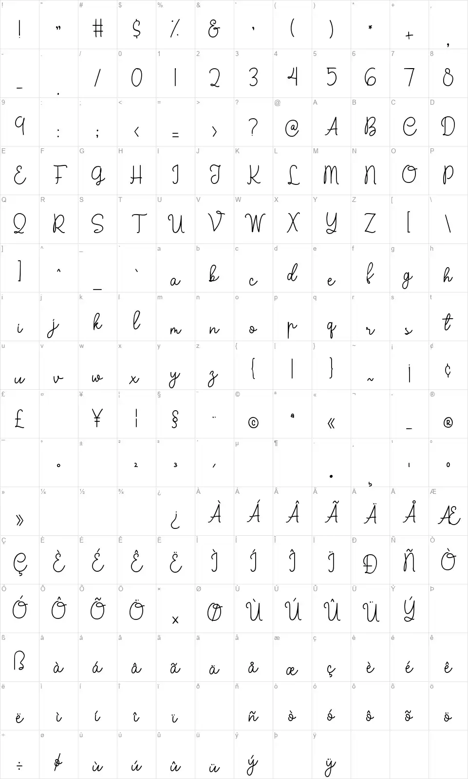 Pear Leavesfont character map