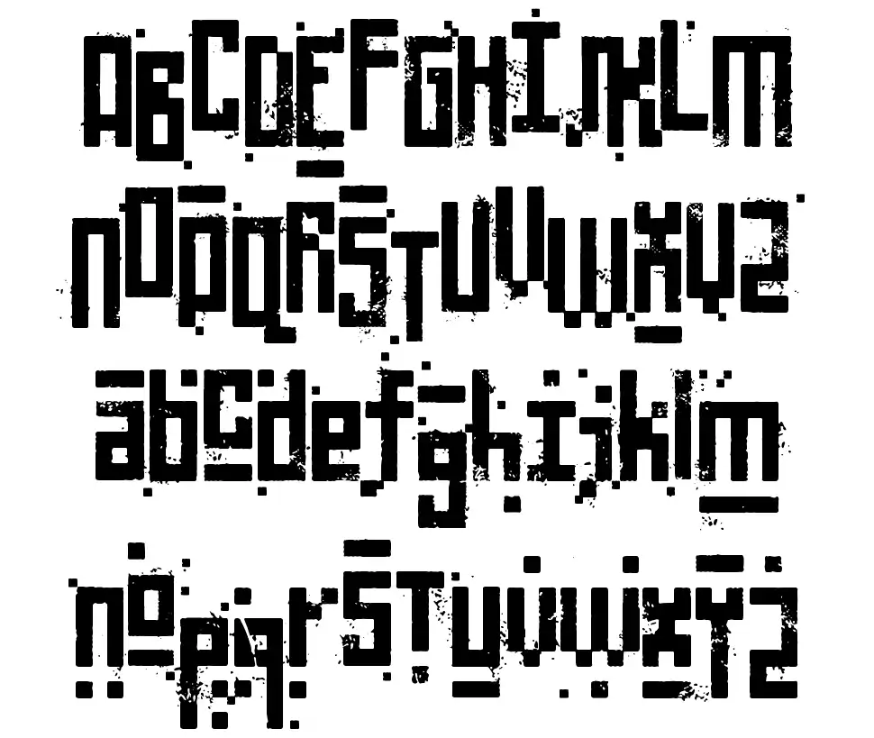 Pixelic Warfont specimens