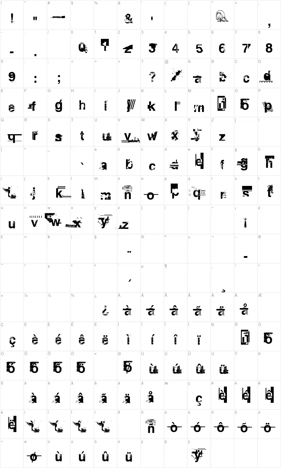 Planned Obsolescencefont character map