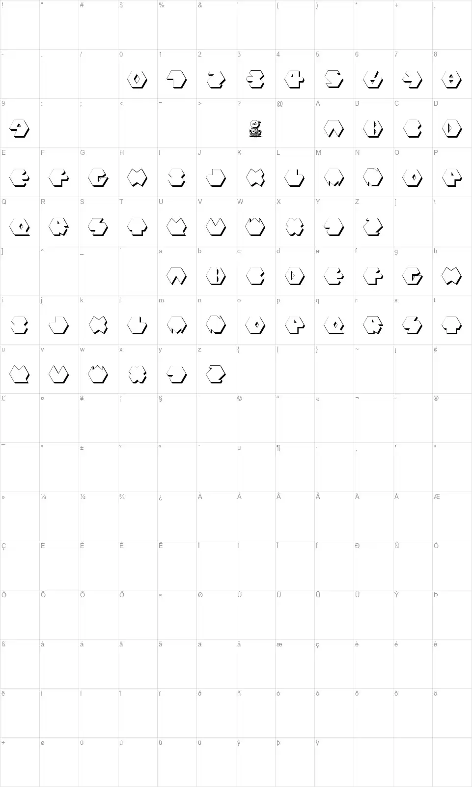 PolyFontfont character map