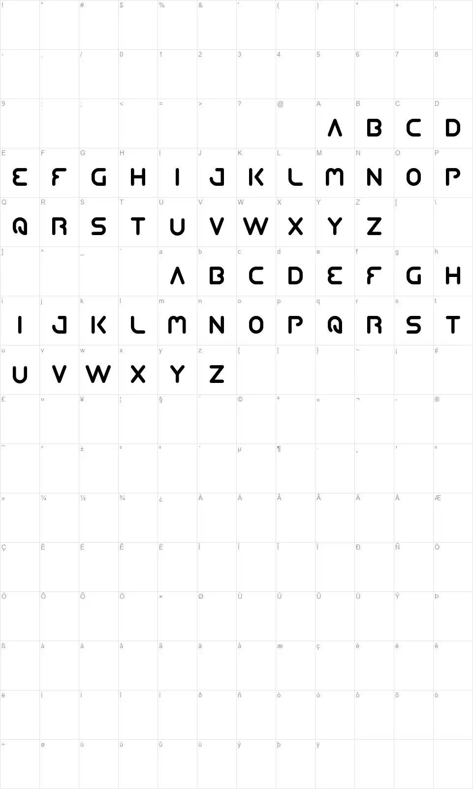 Queen Of The Modern Agefont character map