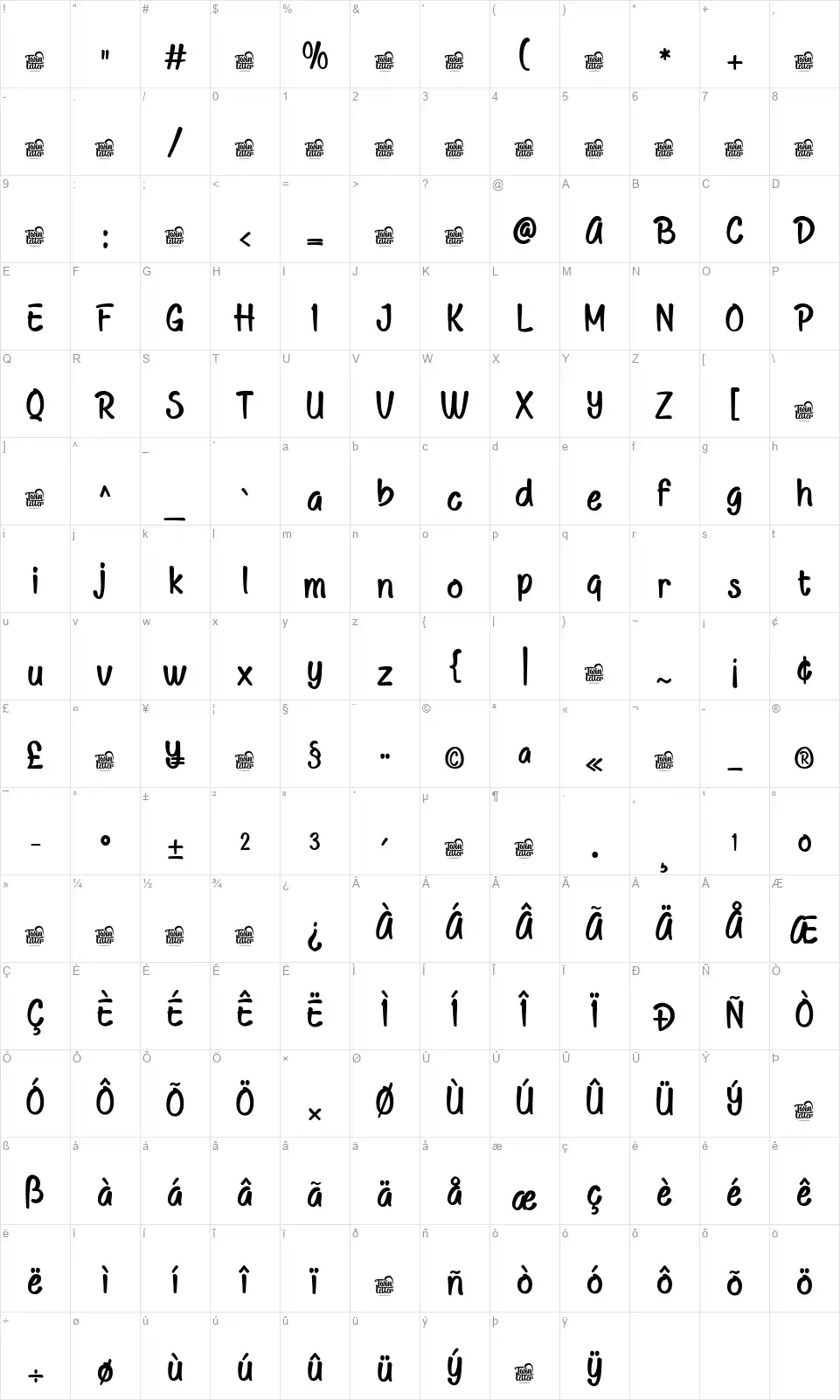 Rada Cenakfont character map