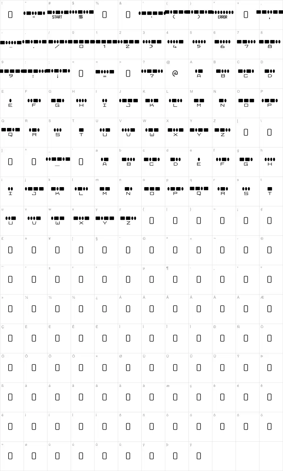Radios in Motion Karakter haritası Radios in Motionfont character map