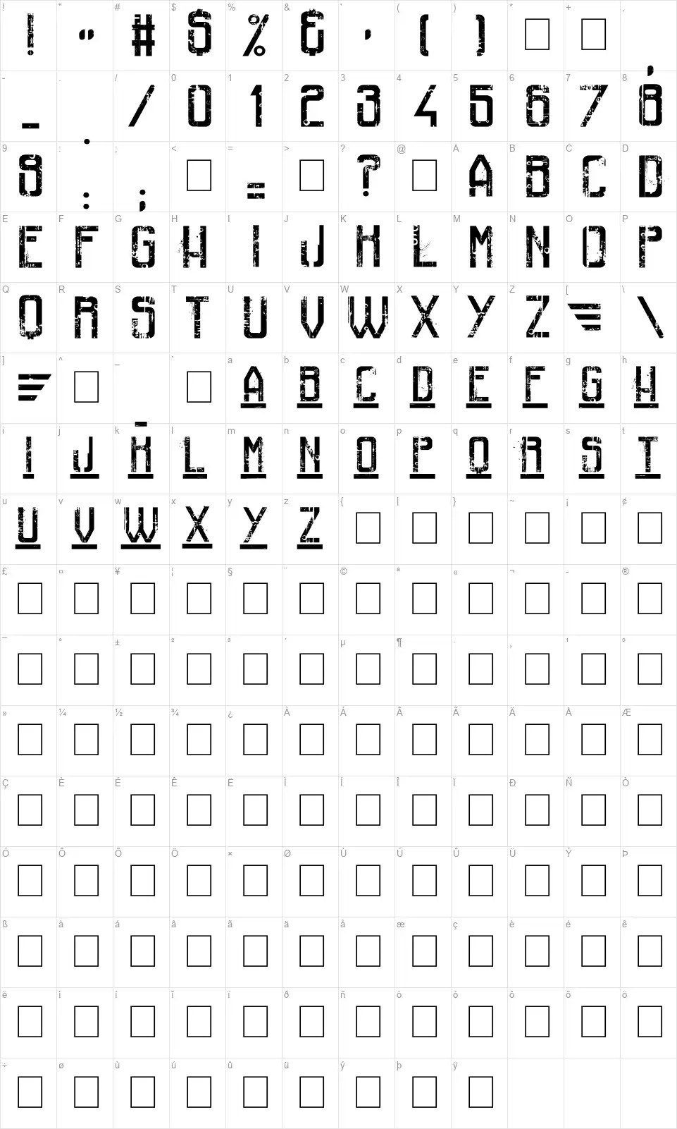 Railway To Hellsfont character map