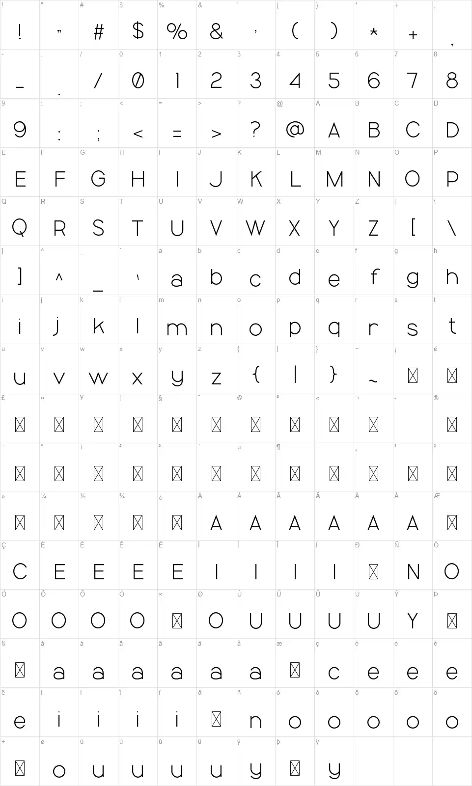 Saint by Pinisiartfont character map