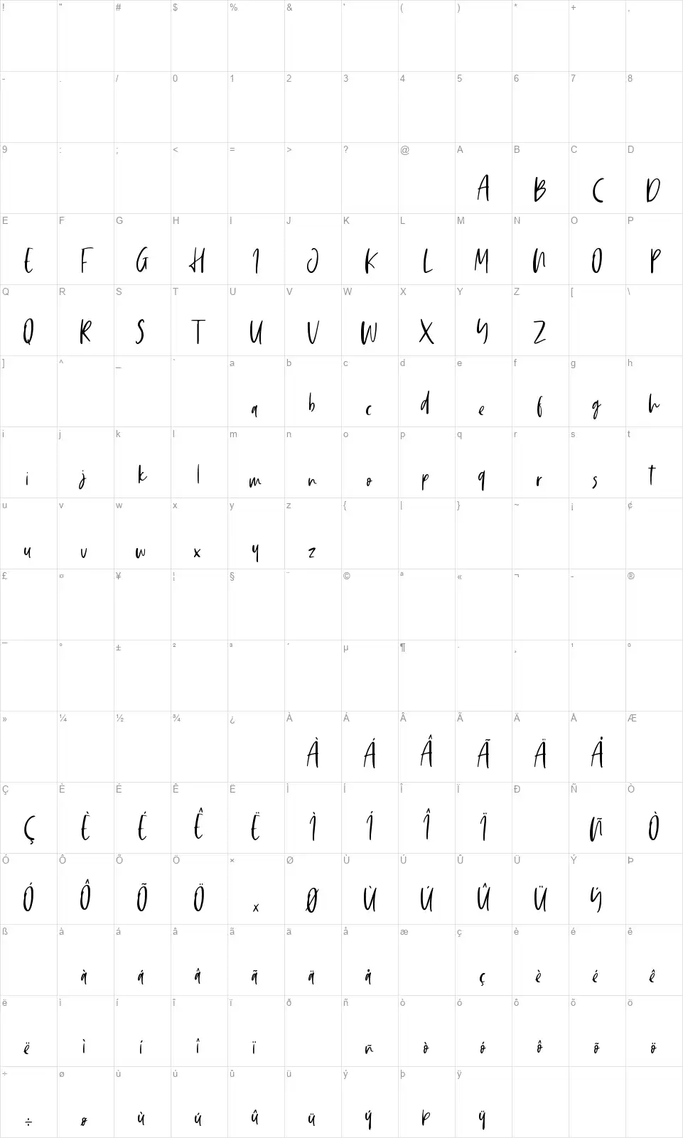 Saturday Vibesfont character map