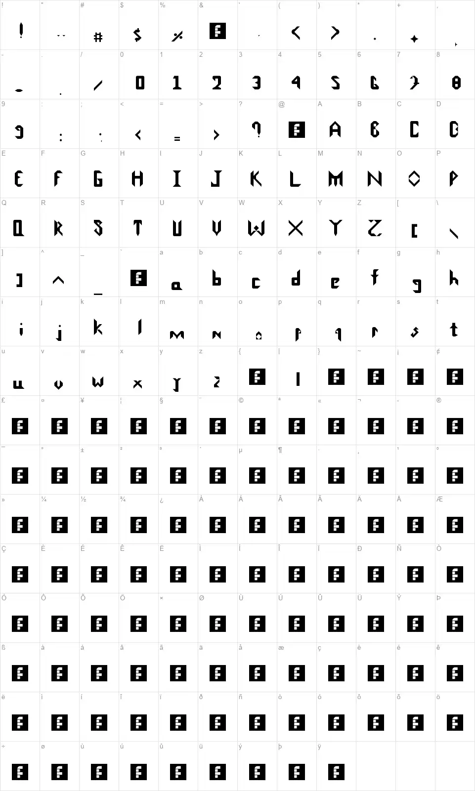 Scarlet Riverfont character map