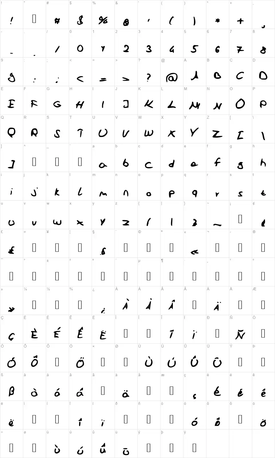School Fontfont character map