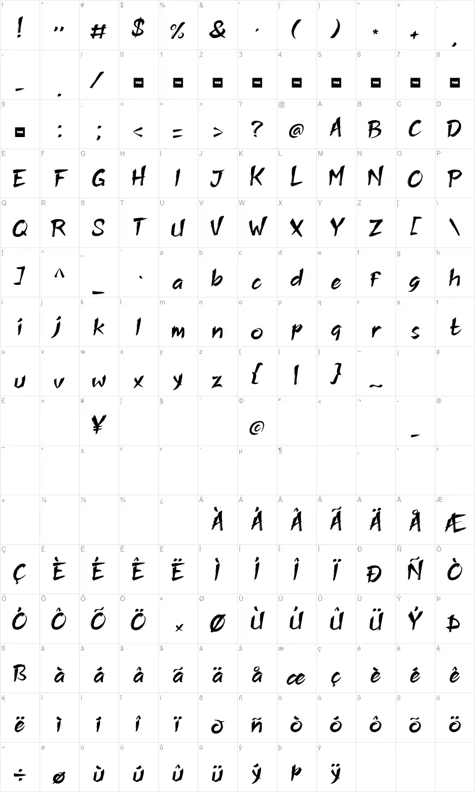 Shadow Whisper Karakter haritası Shadow Whisperfont character map