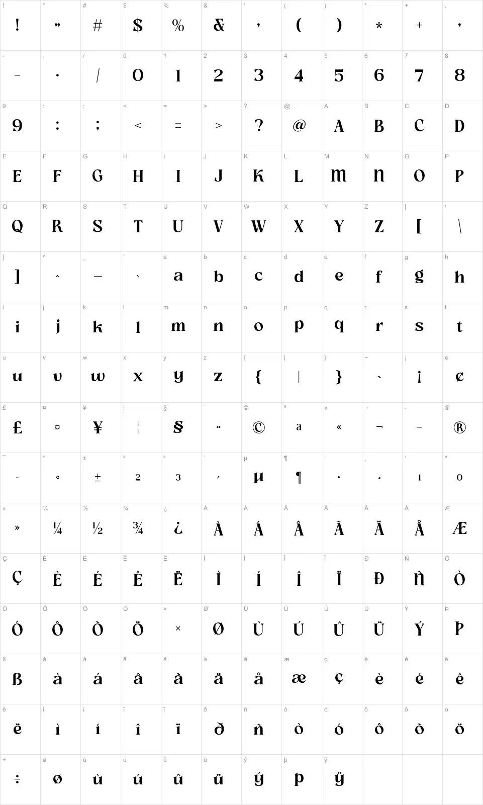 Slow Bar Stories Karakter haritası Slow Bar Storiesfont character map