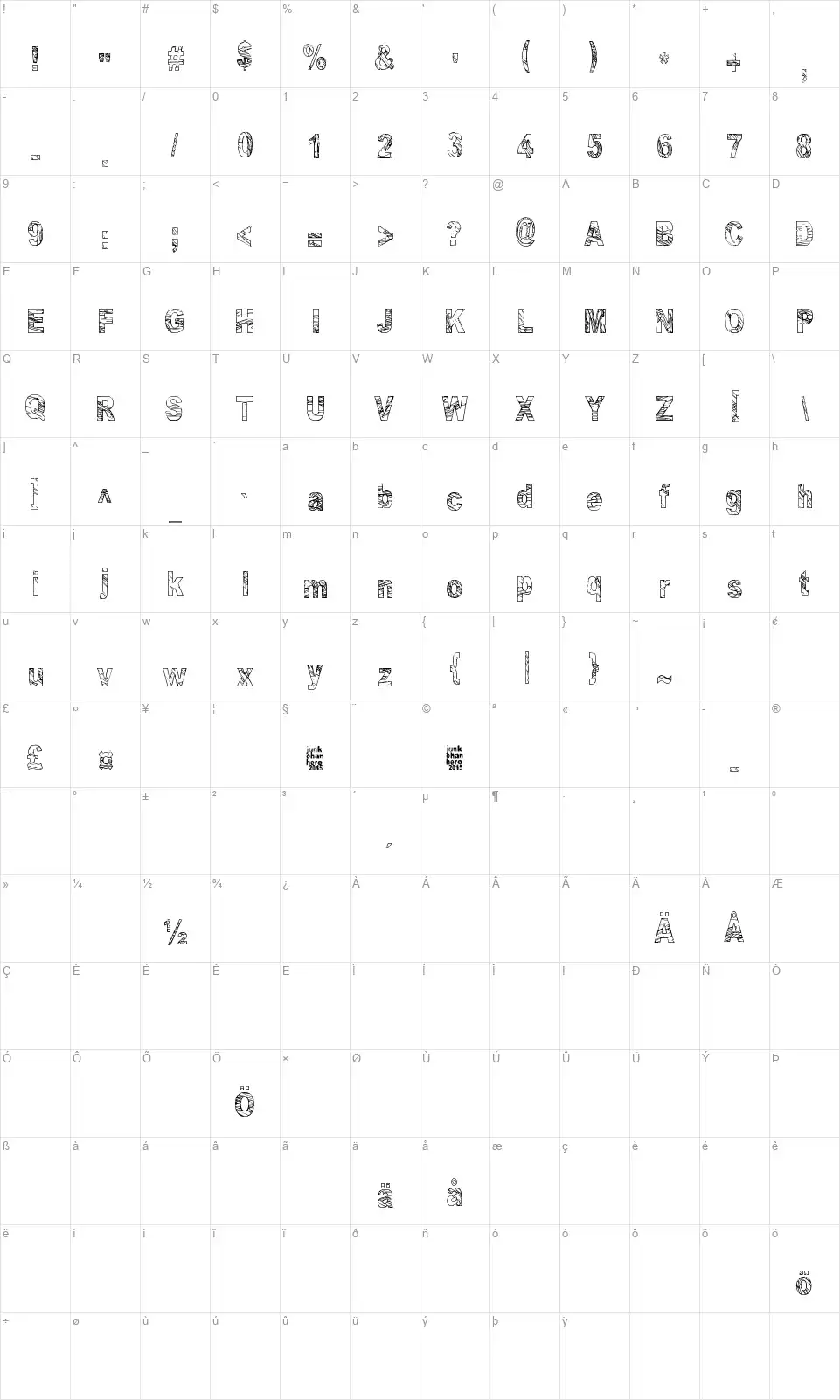 Some Distant Memoryfont character map