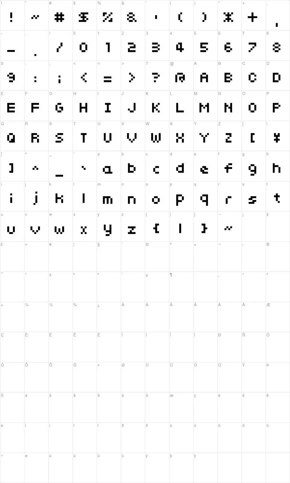 somybmp01_7font character map
