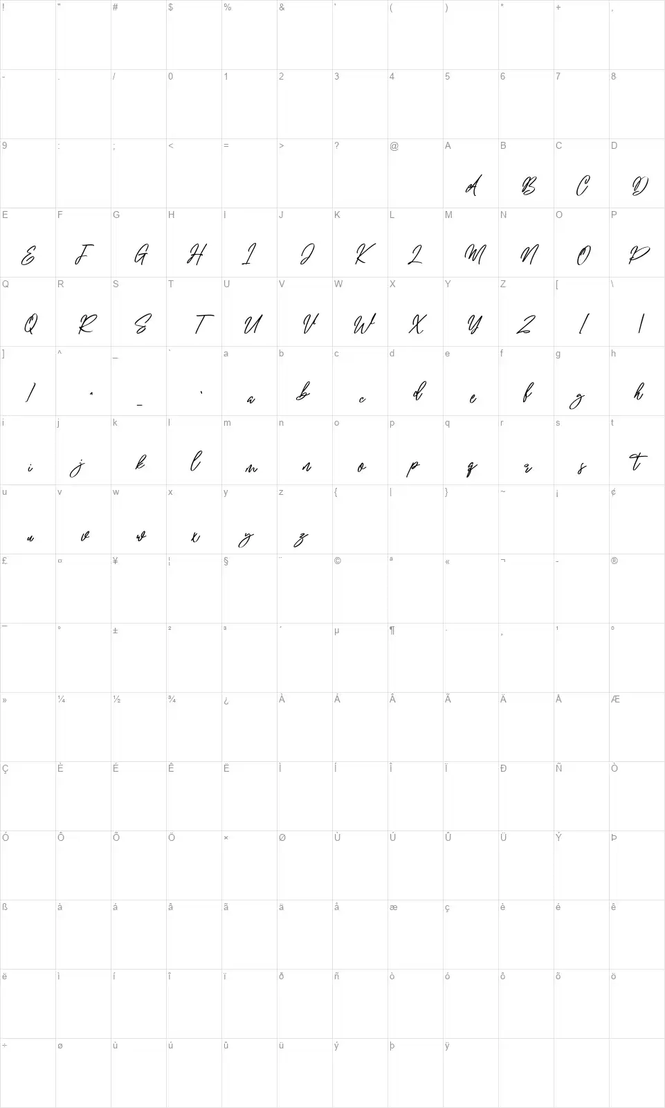 Soulectionsfont character map