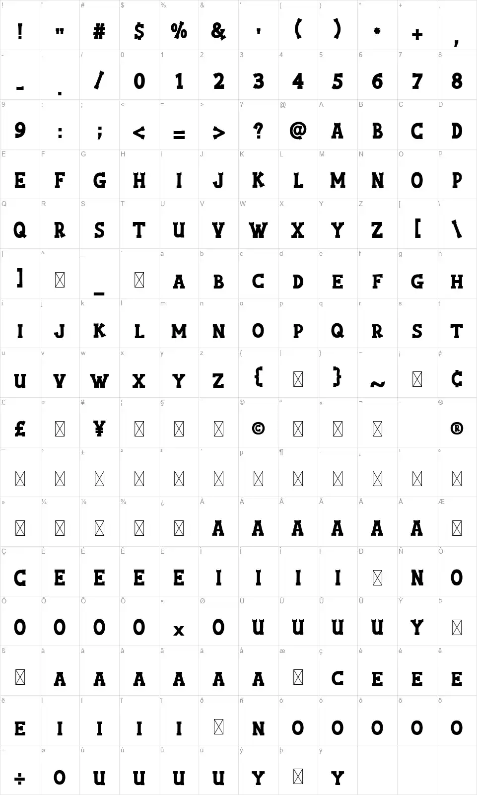 Sport Dayfont character map