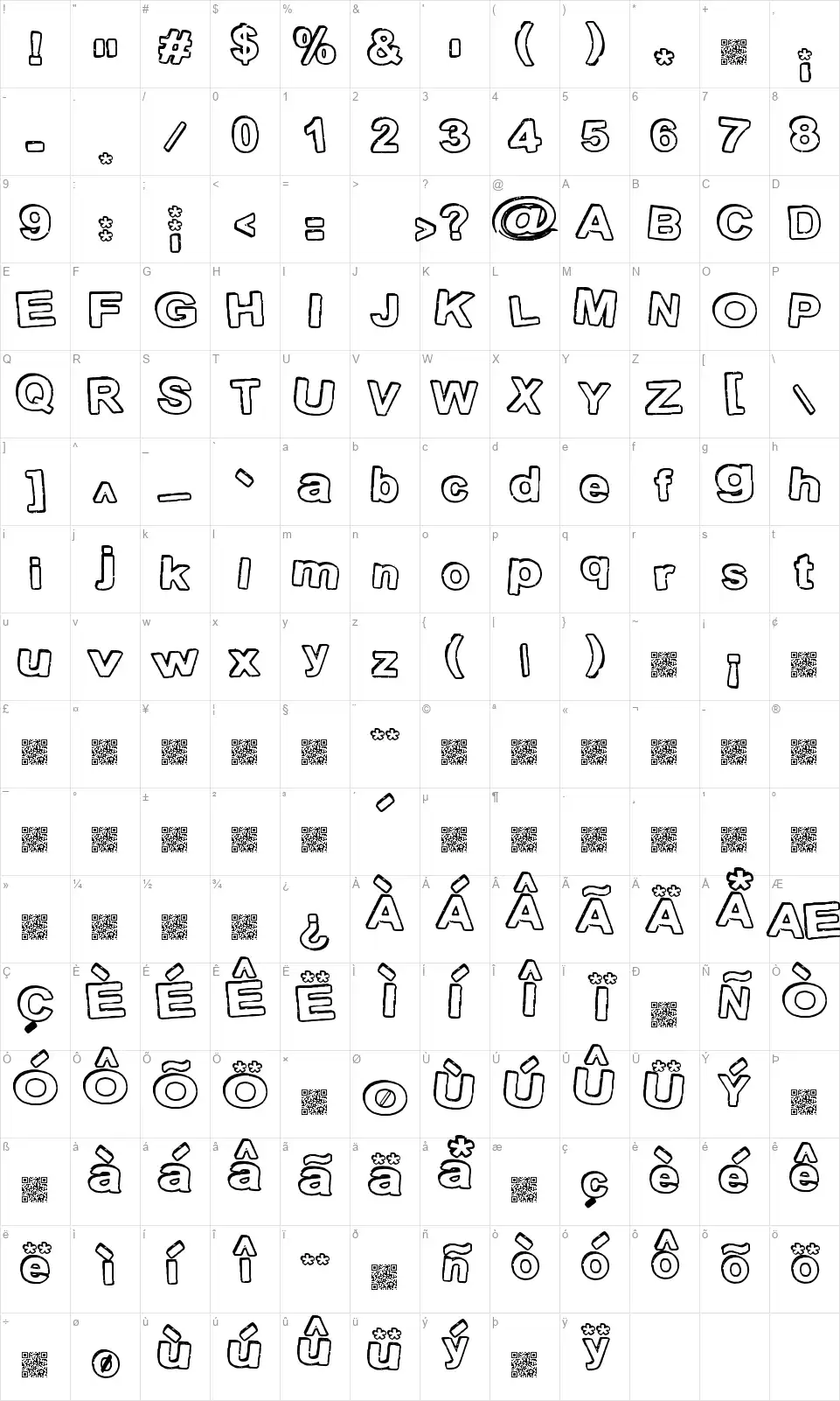 Stamp Inkfont character map