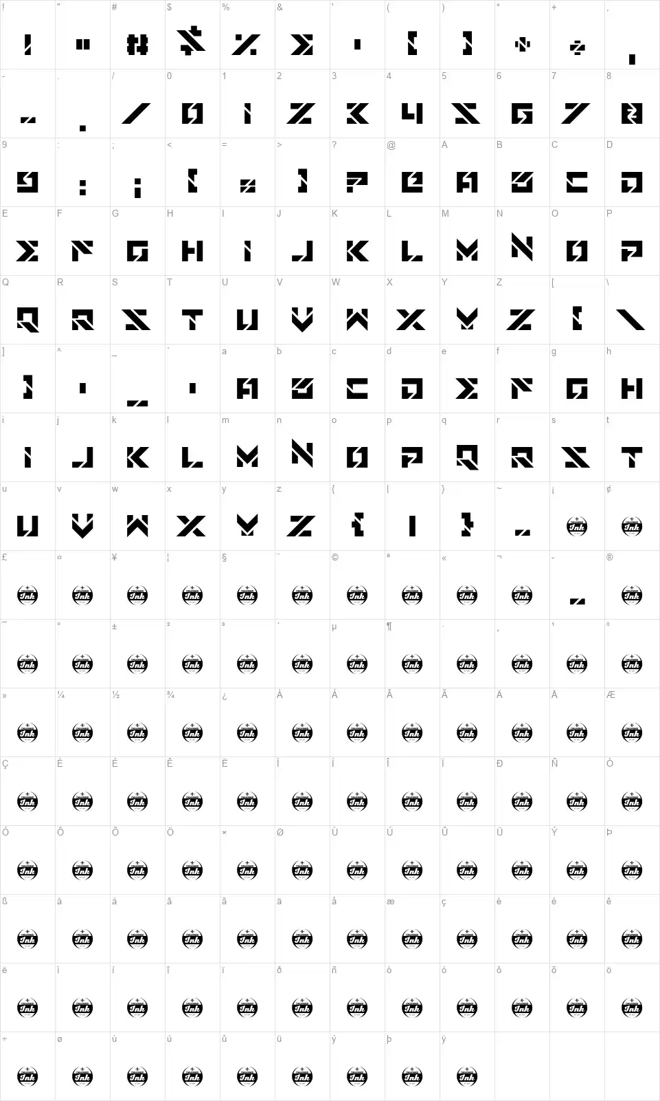 Star Doorsfont character map