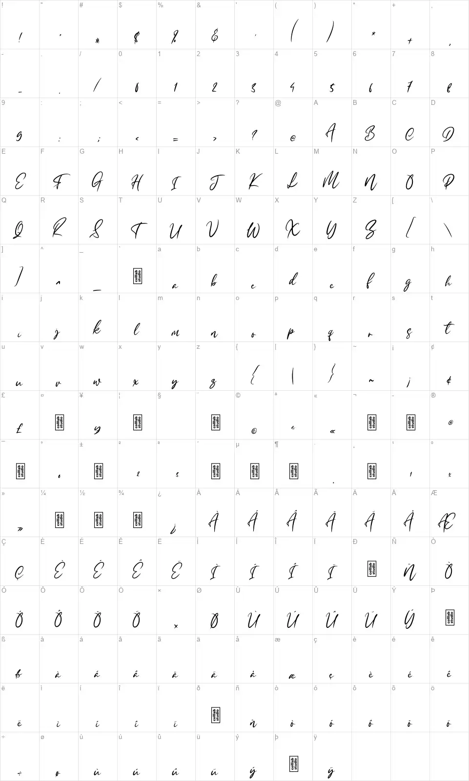Sunny Coastfont character map