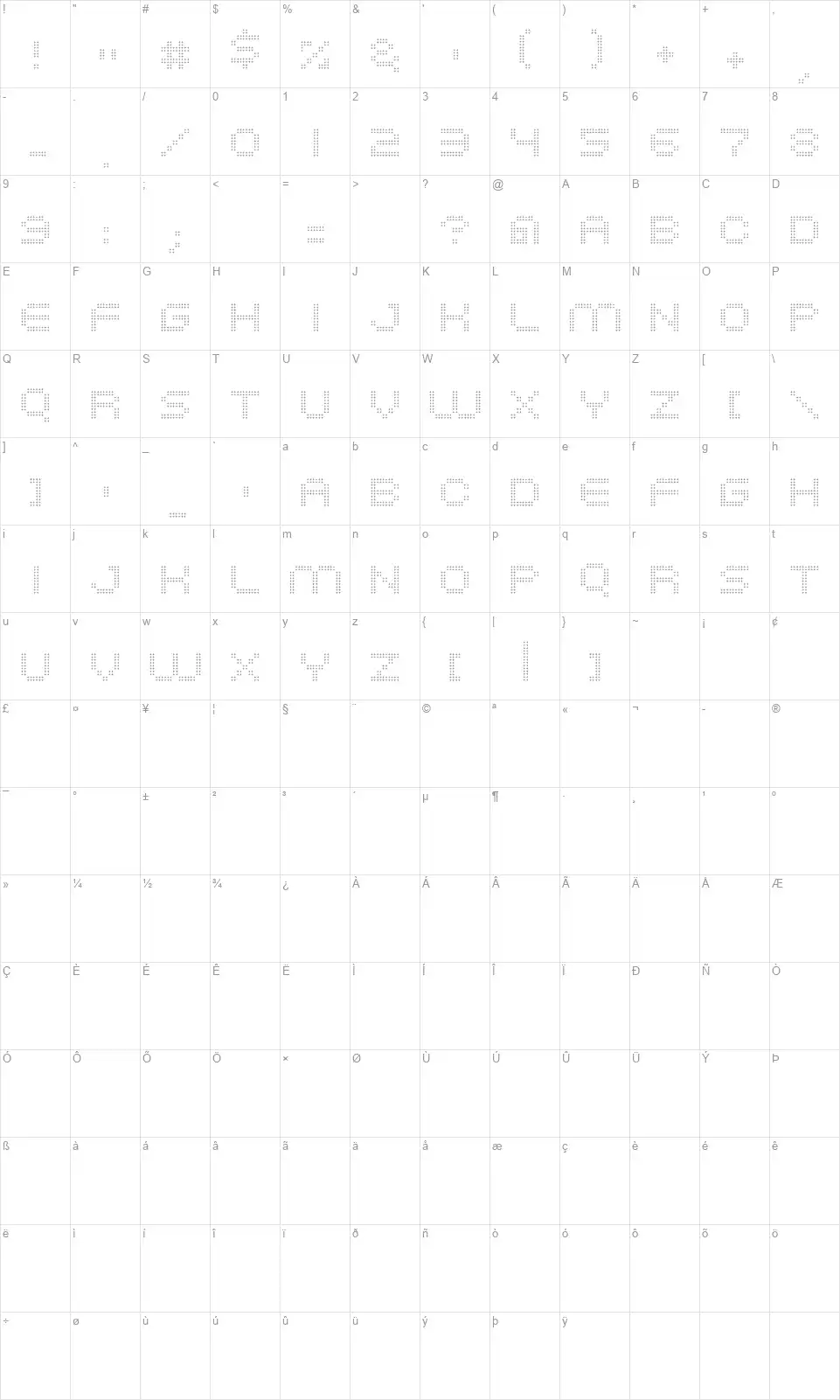 System Hatchfont character map