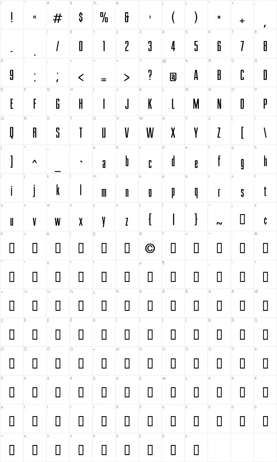 TC Rogue Karakter haritası TC Roguefont character map