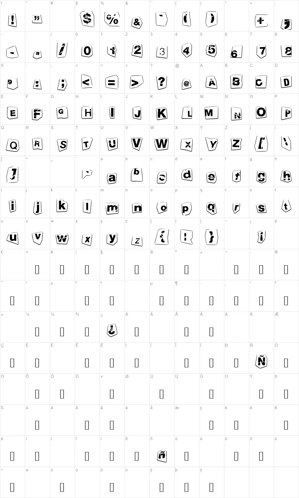 Tengo a tus hijosfont character map