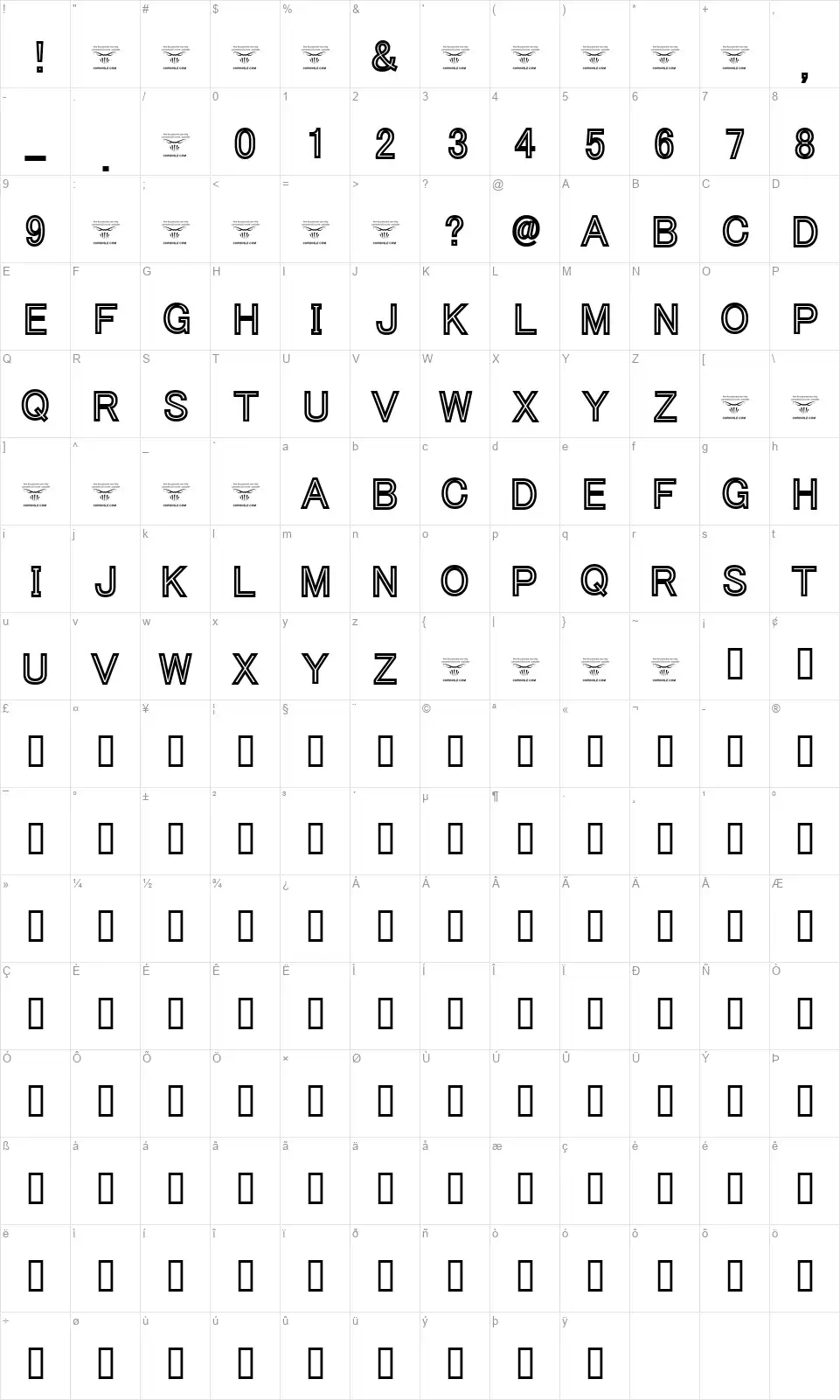 Tha Cool Kidzfont character map