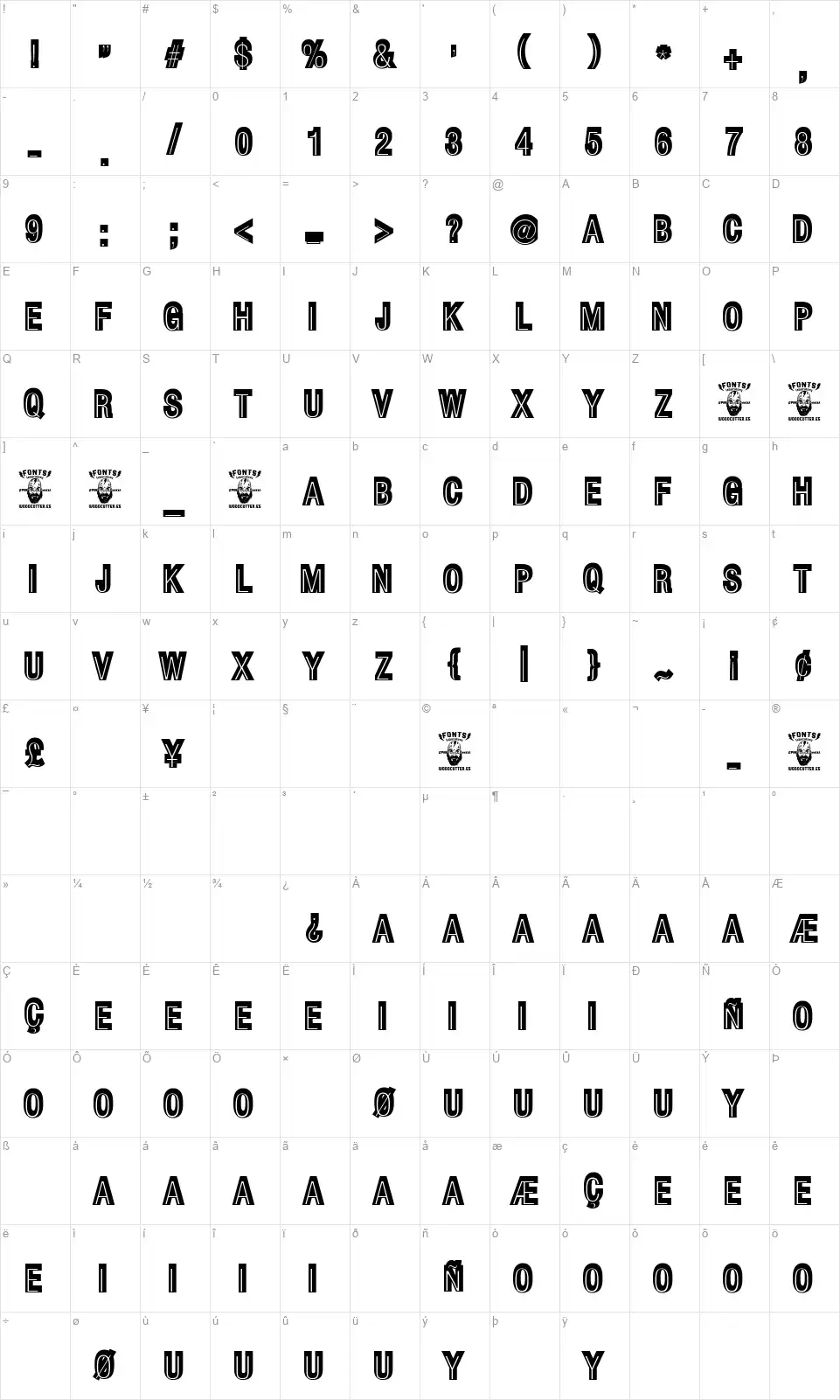 The Good Lawyerfont character map