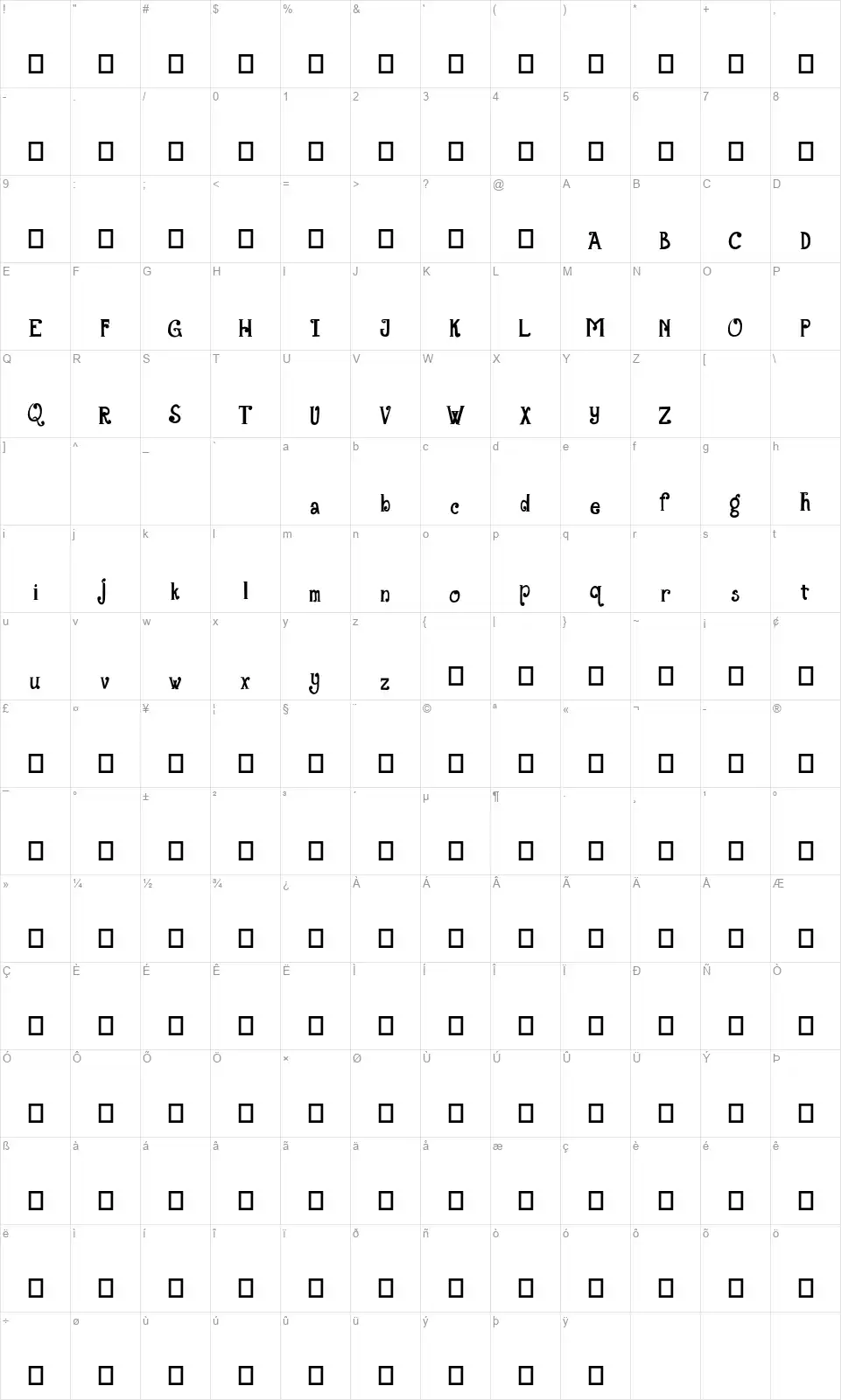 The Grand Staircasefont character map