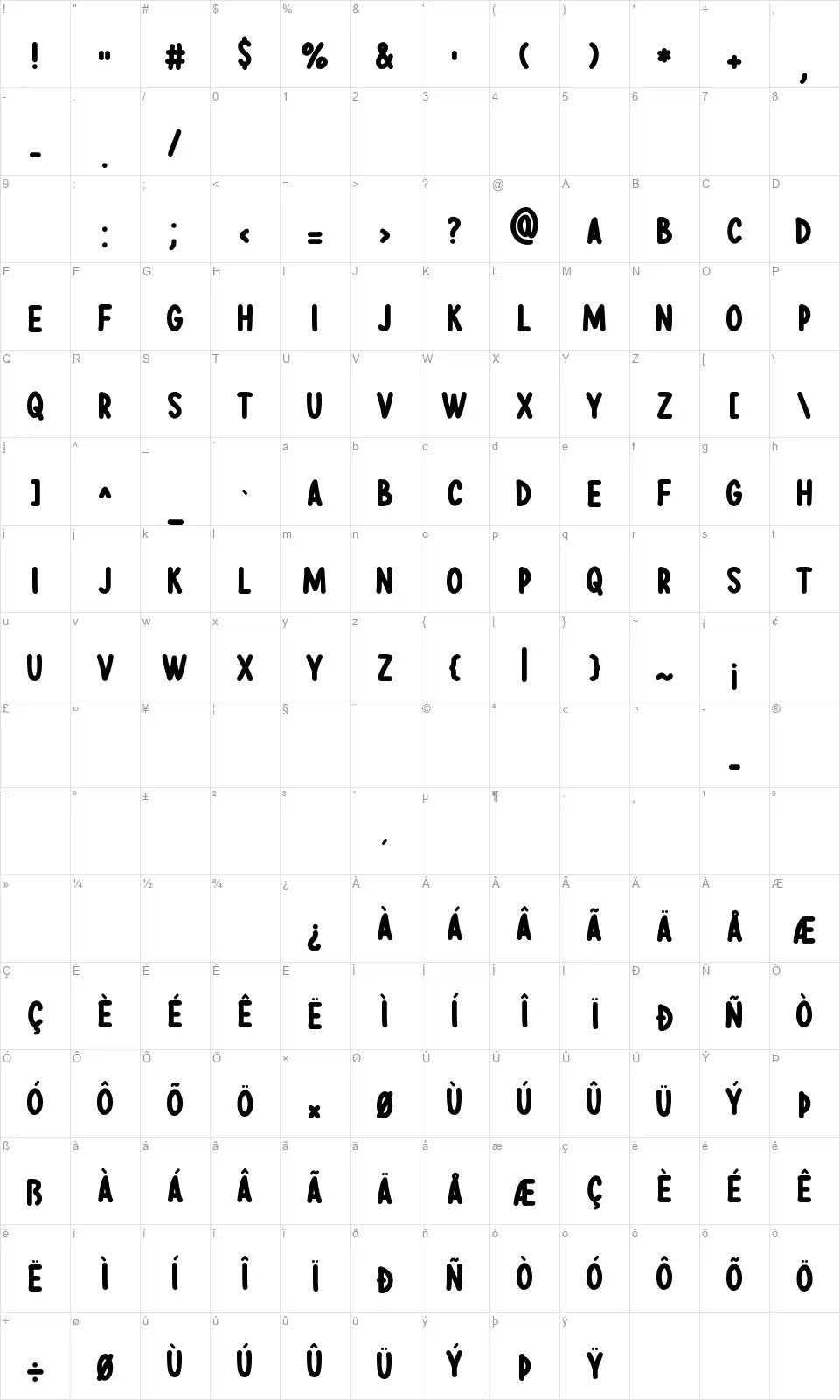 Thrive Xmasfont character map
