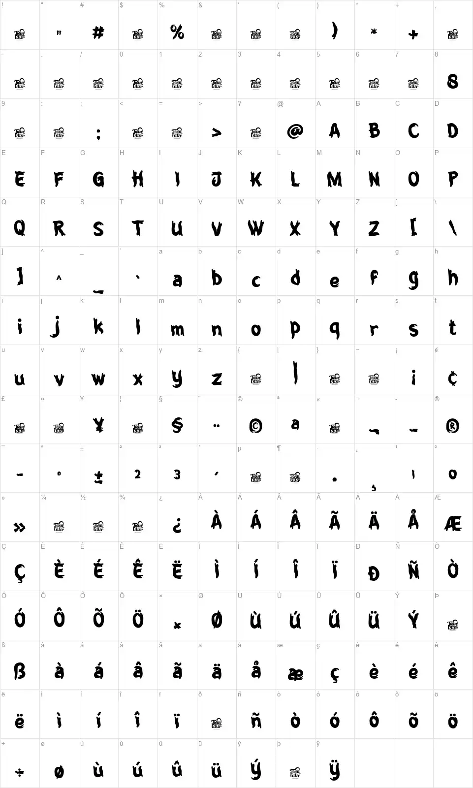 Thumbal Jawifont character map