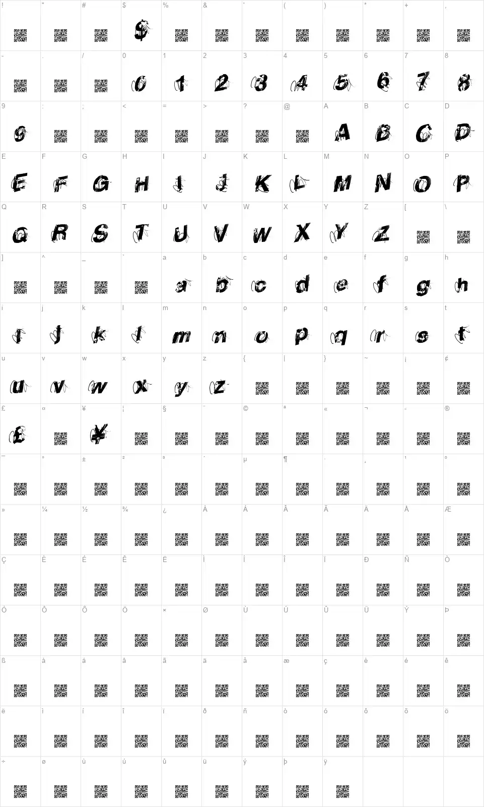 Urban Posterfont character map