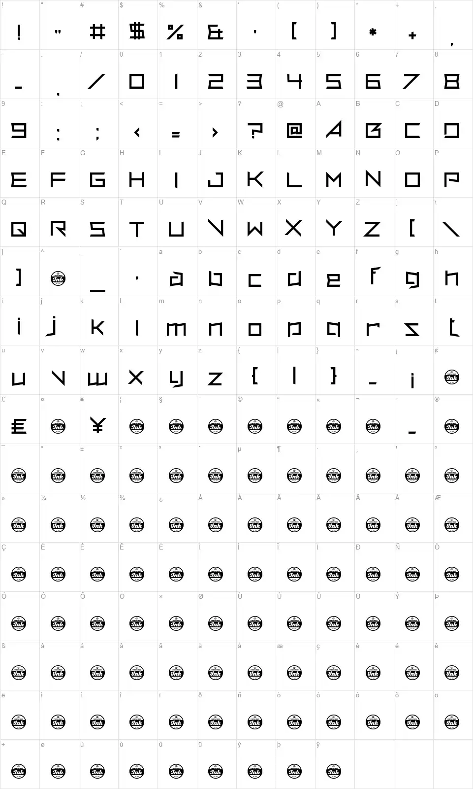 Vermin Vorefont character map