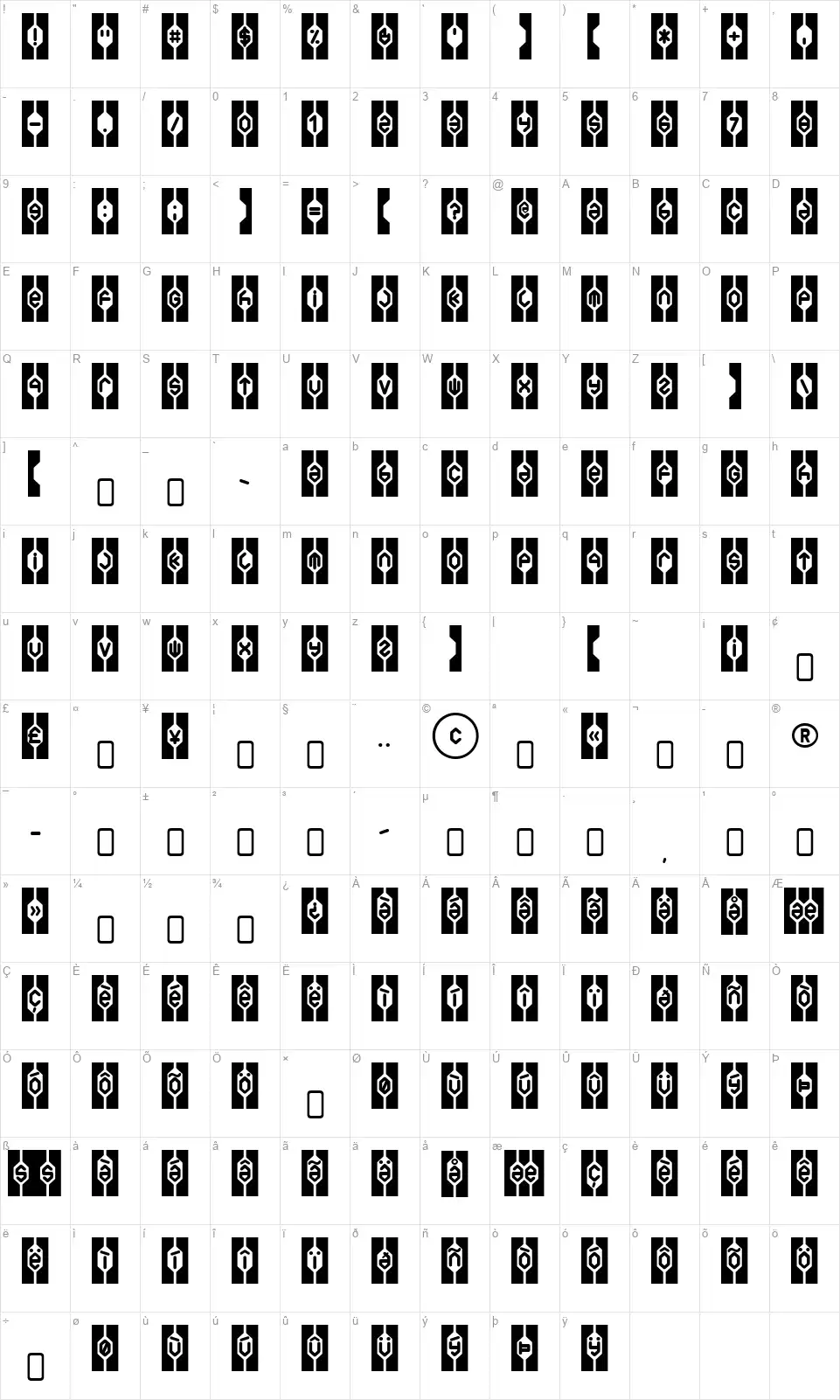 WelfareBrat-Regularfont character map