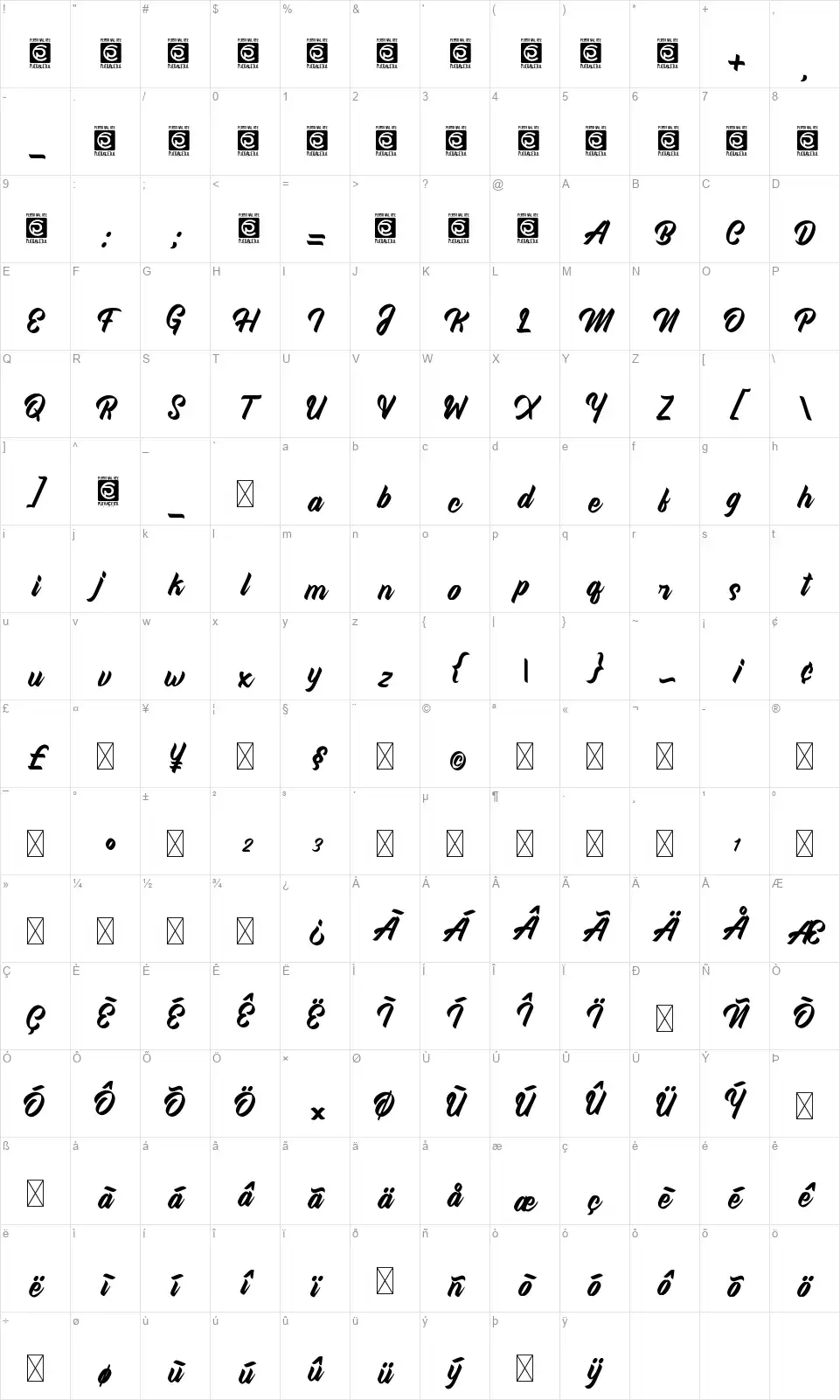 West Kingdomfont character map
