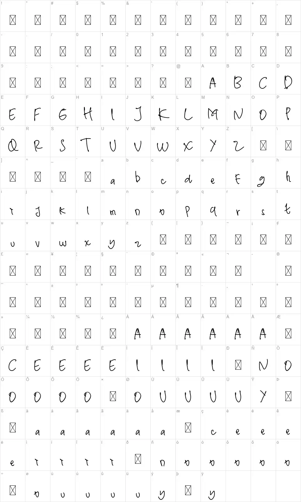 White Honey Sansfont character map