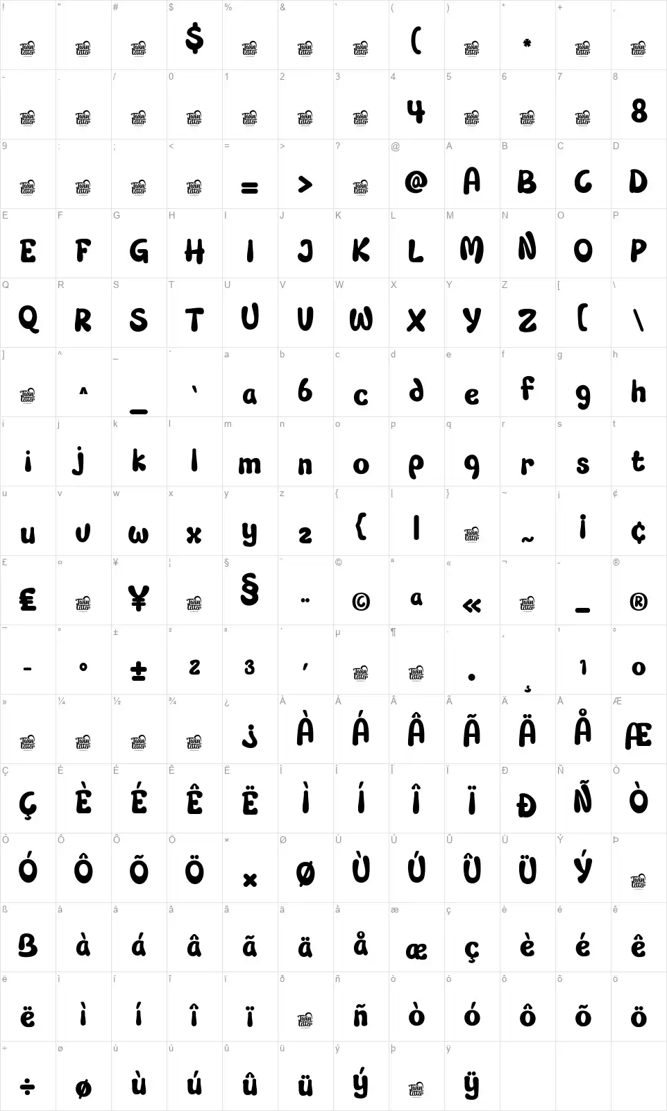 Whom Athufont character map