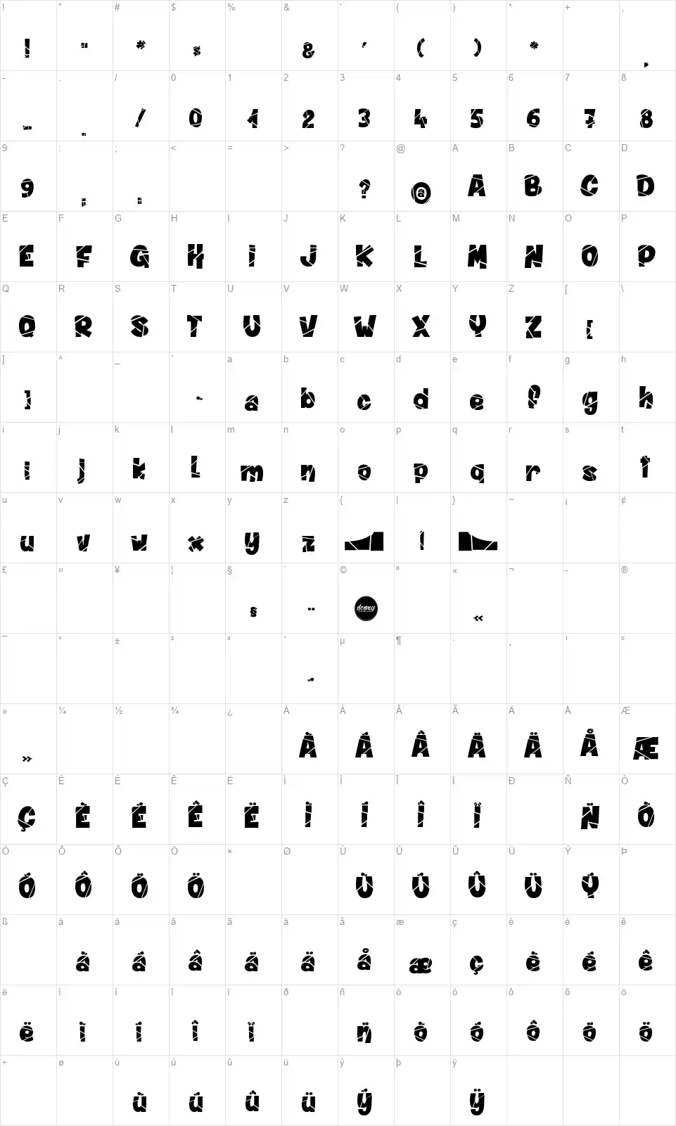 Winter in Alaskafont character map