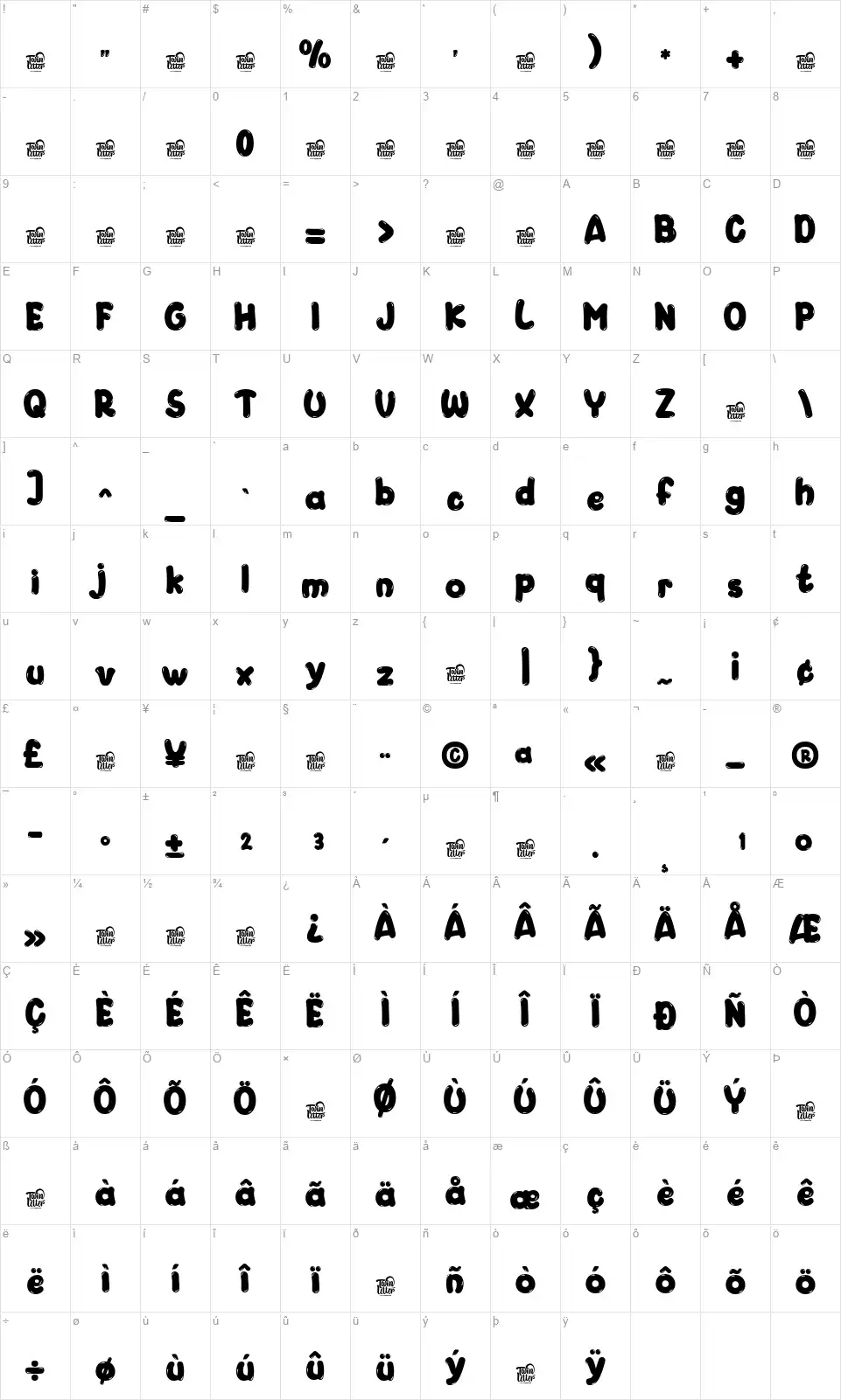 Yomogifont character map